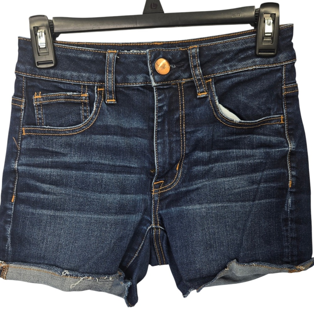 American Eagle Women's Stretch Blue Denim Jean Shorts‎ Size 2 Dark Wash